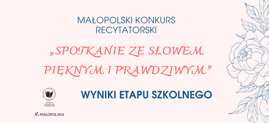 Małopolski Konkurs Recytatorski "Spotkanie ze słowem pięknym i prawdziwym. Wyniki etapu szkolnego.